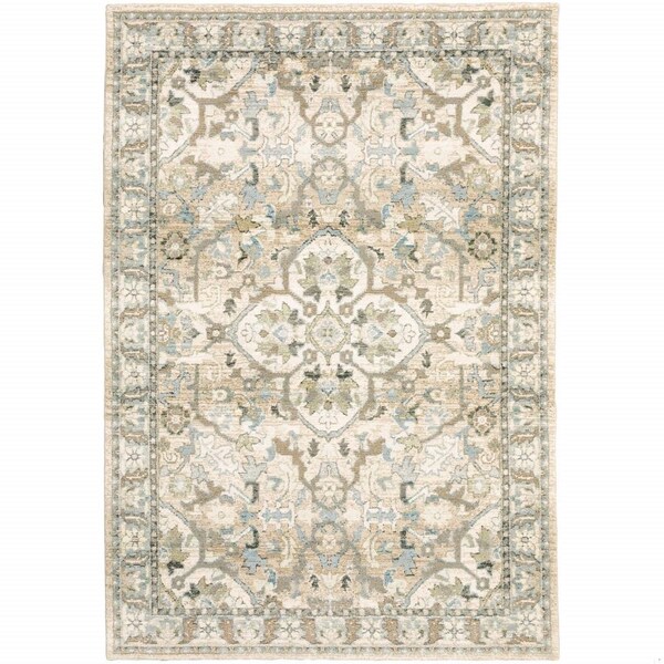 Homeroots 2 x 3 ft. Beige & Ivory Medallion Area Rug - 383655