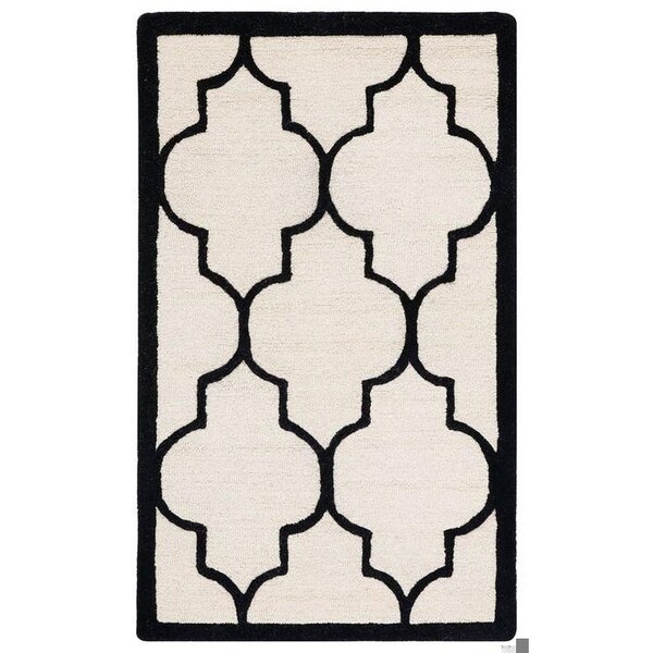 Safavieh Cambridge Hand Tufted Rectangle Rug- Ivory - Black- 2 x 3 ft. - CAM134W-2
