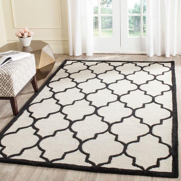 Safavieh Cambridge Hand Tufted Rectangle Rug- Ivory - Black- 2 x 3 ft. - CAM134W-2