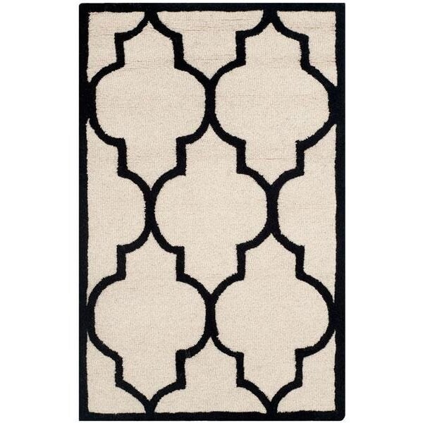 Safavieh Cambridge Hand Tufted Rectangle Rug- Ivory - Black- 2 x 3 ft. - CAM134W-2