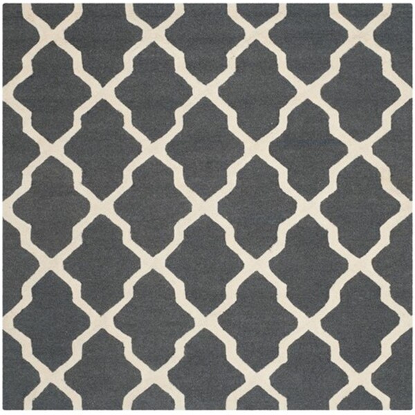Safavieh Cambridge Hand Tufted Square Rug- Dark Grey - Ivory- 4 x 4 ft. - CAM121X-4SQ