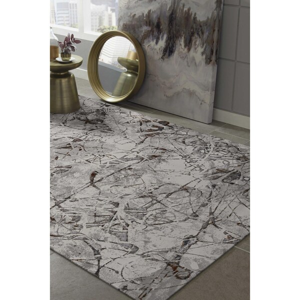Homeroots 39 x 55 in. Ivory or Grey Polyester Rug - 374776