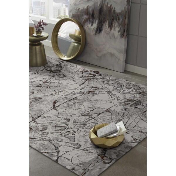 Homeroots 39 x 55 in. Ivory or Grey Polyester Rug - 374776