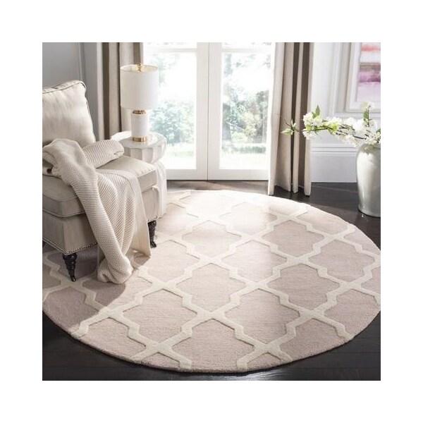 Safavieh 2 ft.-6 in. x 8 ft. Runner Transitional Cambridge- Light Pink and Ivory Hand Tufted Rug - CAM121M-28