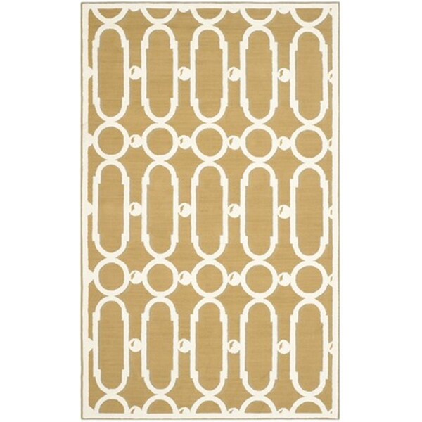 Safavieh Newport Hand Hooked Medium Rectangle Rug- Olive - White- 5 ft. 6 in. x 8 ft. 6 in. - NPT434E-6