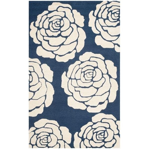 Safavieh Cambridge Hand Tufted Rectangle RugNavy & Ivory 3 x 5 ft. - CAM782M-3