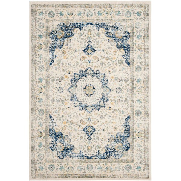 Safavieh 9 x 12 ft. Large Rectangle Evoke Power Loomed RugIvory & Blue - EVK220C-9