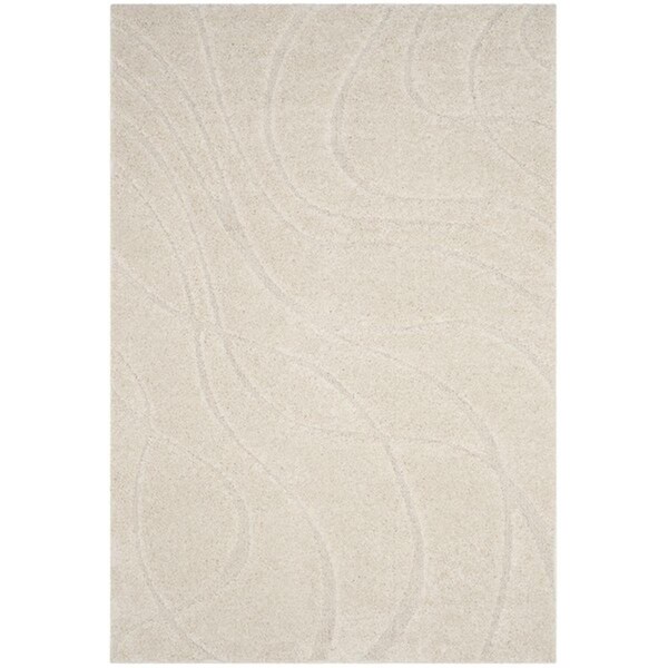 Safavieh 8 ft.6 in. x 12 ft. Power Loomed Large Rectangle Shag RugCreme & Creme - SG471-1111-9