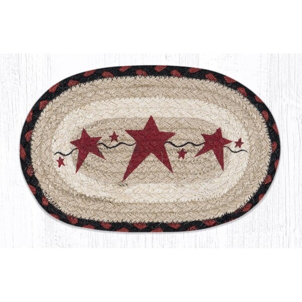 Capitol Earth Rug Capitol Importing 75 x 11 in OMSP19 Primitive Star Burgundy Printed Oval Swatch - 01019PSB