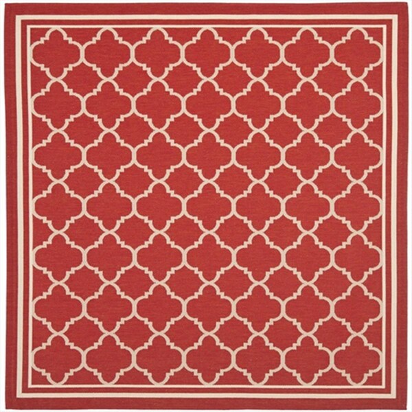 Safavieh 4 Ft. X 4 Ft. Square Indoor-Outdoor Courtyard- Red And Bone- Machine Made Rug - CY6918-248-4SQ