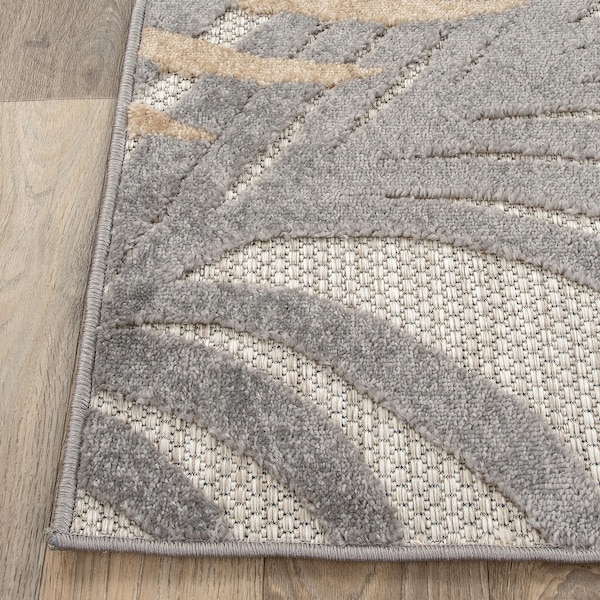 World Rug Gallery Amalfi Contemporary Tropical Floral Indoor/Outdoor Area Rug 7' 10" x 10' Gray - 8013GRAY8X10
