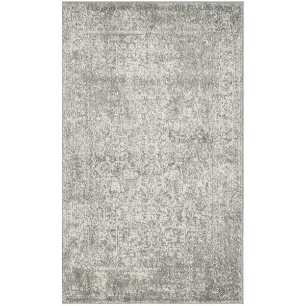 Safavieh Evoke Power Loomed Rectangle Area Rug, Silver and Ivory - 4 x 6 ft. - EVK256S-4