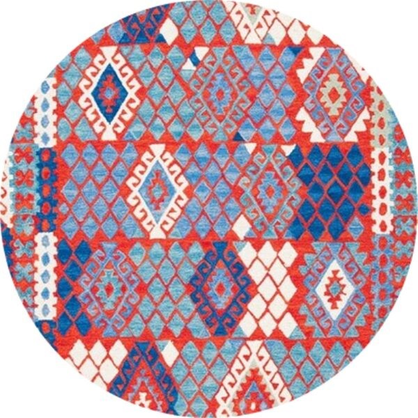 Safavieh 7 x 7 ft. Aspen Southwestern Hand Tufted Round Rug; Red & Blue - APN412Q-7R