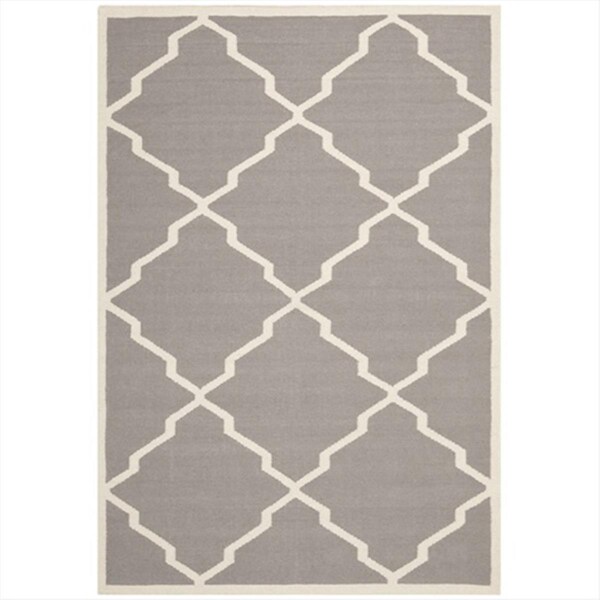 Safavieh 5 Ft. X 8 Ft. Medium Rectangle Contemporary Dhurries- Grey And Ivory- Flatweave Rug - DHU567A-5
