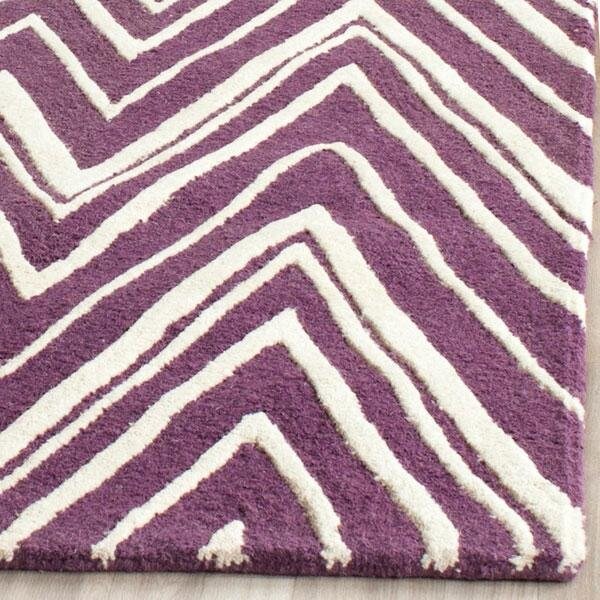 Safavieh 6 x 6 ft. Cambridge Hand Tufted Round Area RugPurple & Ivory - CAM711P-6R
