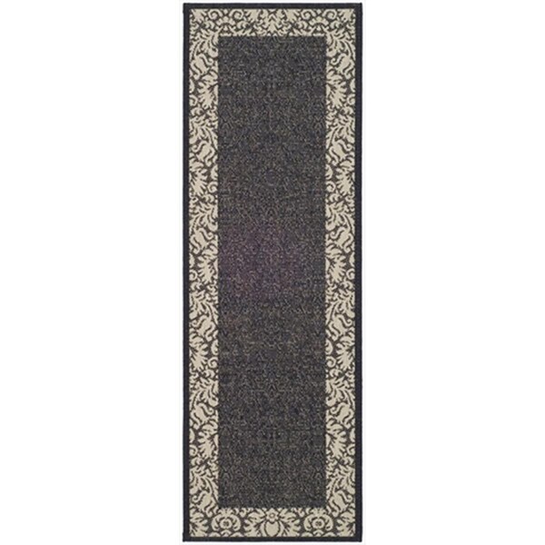 Safavieh 2 Ft. -4 In. X 6 Ft. -7 In. Runner Indoor-Outdoor Courtyard- Black And Sand- Machine Made Rug - CY2727-3908-27