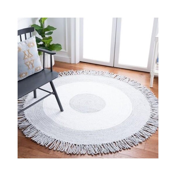 Safavieh 3 x 3 ft. Cape Cod Round Area Rug, Grey & Ivory - CAP228F-3R