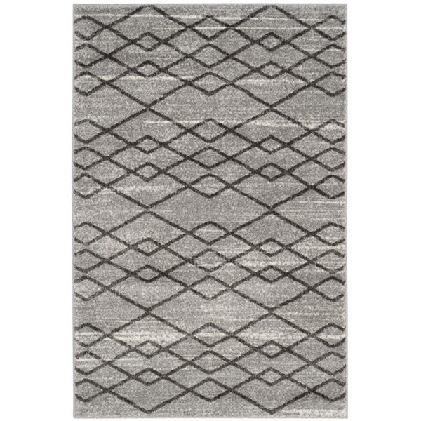 Flowers First 4 x 6 ft. Tunisia Power Loomed Area Rug, Grey & Black - Small Rectangle - FL1868148
