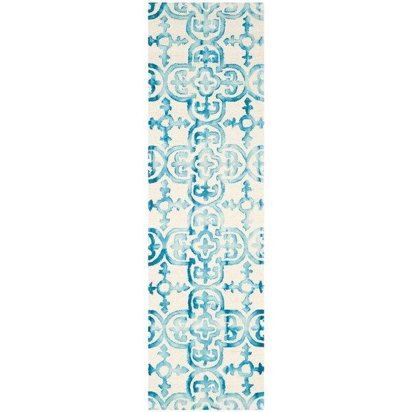Safavieh 2 ft.-3 in. x 8 ft. Dip Dye Hand Tufted Runner Area RugIvory & Turquoise - DDY711H-28