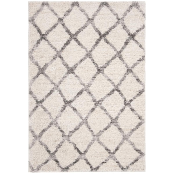 Safavieh 8 x 10 ft. Berber Shag 200 Rectangle Power-Loomed Rug Cream & Gray - BER215A-8