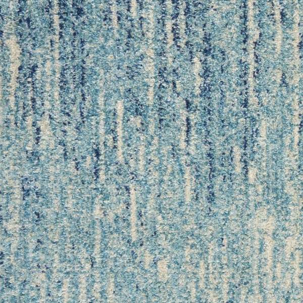 Homeroots 2 x 10 ft. Navy & Light Blue Abstract Runner Rug - 385280