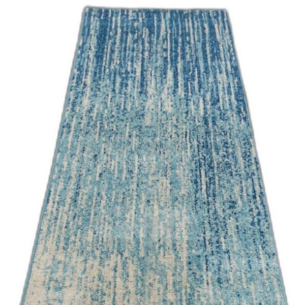 Homeroots 2 x 10 ft. Navy & Light Blue Abstract Runner Rug - 385280