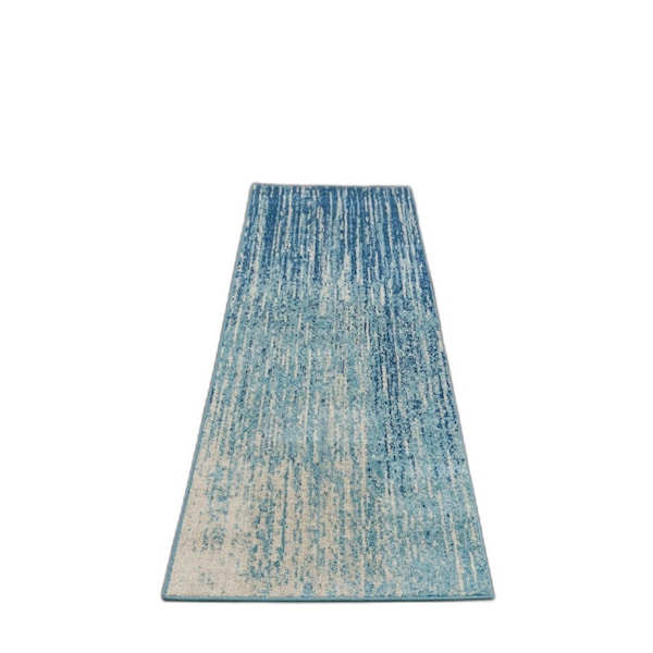 Homeroots 2 x 10 ft. Navy & Light Blue Abstract Runner Rug - 385280