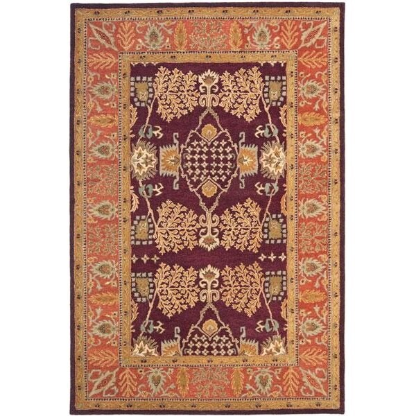 Safavieh 3 x 5 ft. Small Rectangle Traditional Bergama- Red and Rust Hand Tufted Rug - BRG190C-3