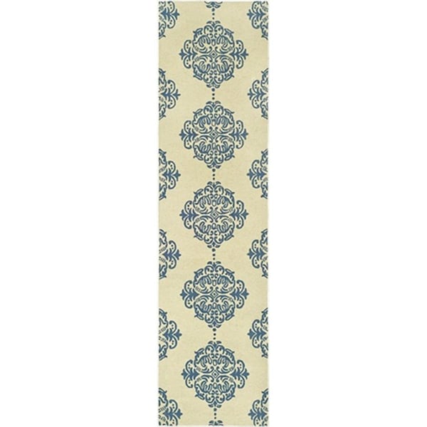 Safavieh 2 ft. - 6 in. x 6 ft. Runner- Transitional Chelsea Ivory And Blue Hand Hooked Rug - HK145A-26