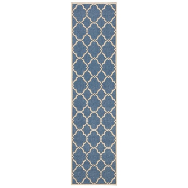 Safavieh 2 ft. 2 in. x 12 ft. Beach House Power Loomed Runner Area Rug Blue & Creme - BHS125M-212