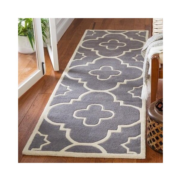 Safavieh Chatham Hand Tufted Square Rug- Dark Grey - Ivory- 3 x 3 ft. - CHT750D-3SQ