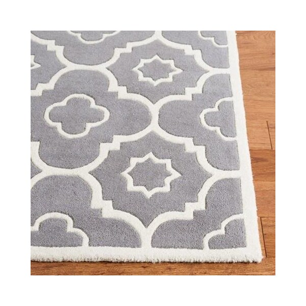 Safavieh Chatham Hand Tufted Square Rug- Dark Grey - Ivory- 3 x 3 ft. - CHT750D-3SQ