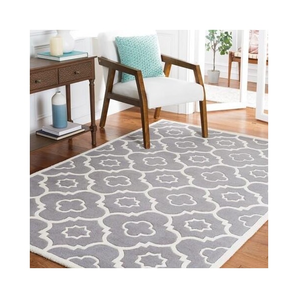 Safavieh Chatham Hand Tufted Square Rug- Dark Grey - Ivory- 3 x 3 ft. - CHT750D-3SQ