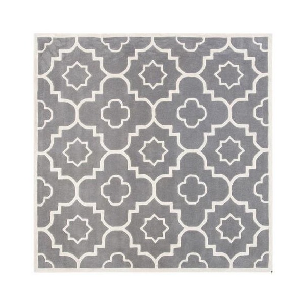 Safavieh Chatham Hand Tufted Square Rug- Dark Grey - Ivory- 3 x 3 ft. - CHT750D-3SQ