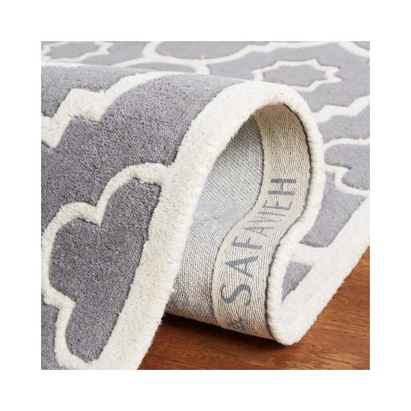 Safavieh Chatham Hand Tufted Square Rug- Dark Grey - Ivory- 3 x 3 ft. - CHT750D-3SQ
