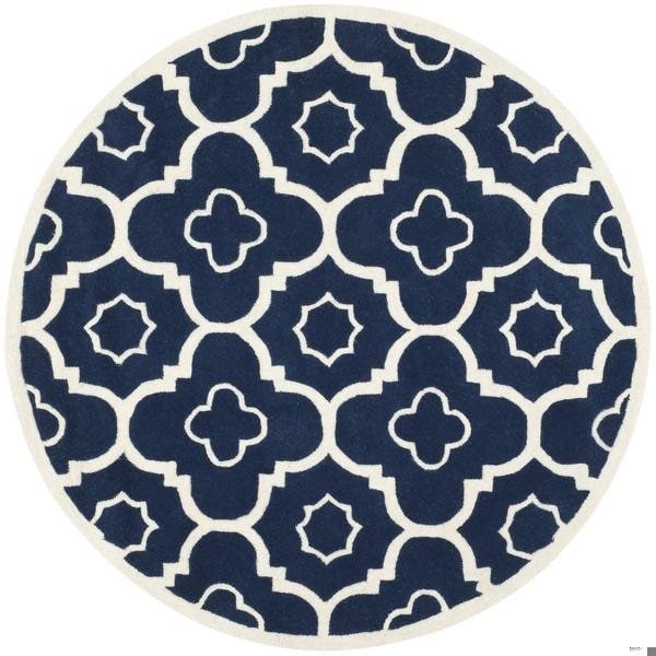 Safavieh Chatham Hand Tufted Round Rug- Dark Blue - Ivory- 3 x 3 ft. - CHT750C-3R