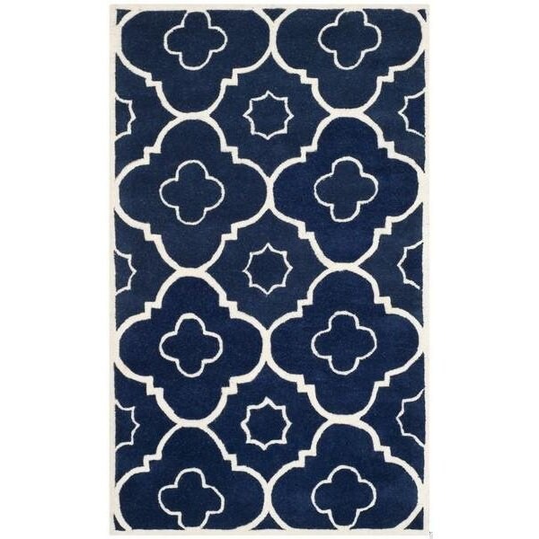 Safavieh Chatham Hand Tufted Round Rug- Dark Blue - Ivory- 3 x 3 ft. - CHT750C-3R