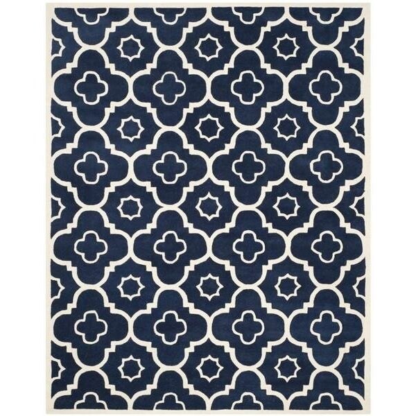 Safavieh Chatham Hand Tufted Round Rug- Dark Blue - Ivory- 3 x 3 ft. - CHT750C-3R