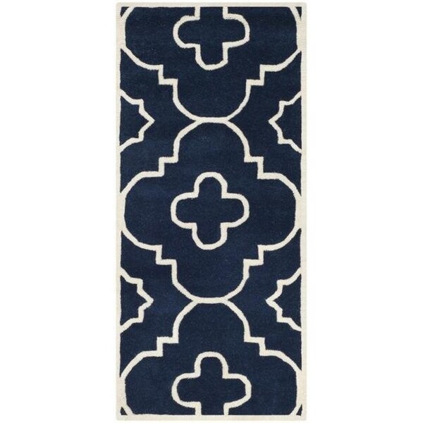 Safavieh Chatham Hand Tufted Round Rug- Dark Blue - Ivory- 3 x 3 ft. - CHT750C-3R