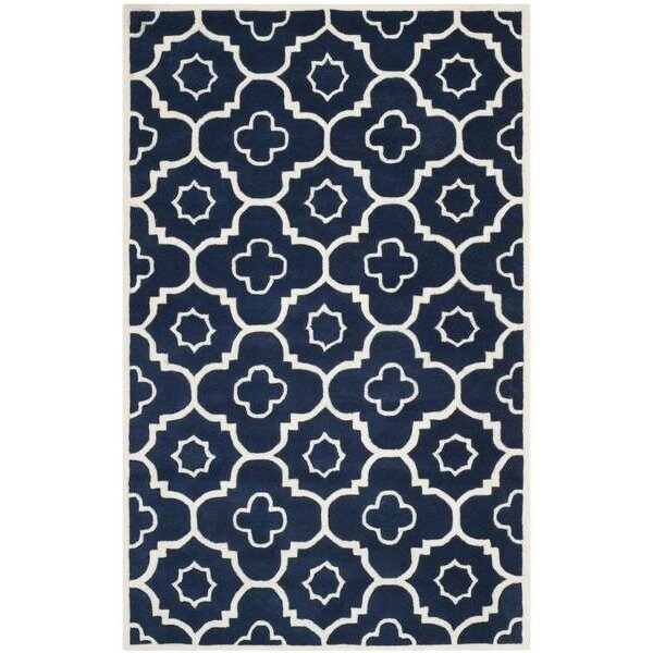 Safavieh Chatham Hand Tufted Round Rug- Dark Blue - Ivory- 3 x 3 ft. - CHT750C-3R