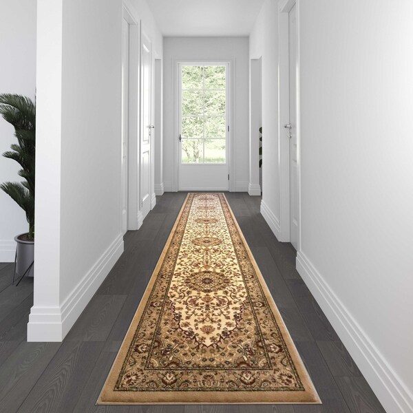 Flash Furniture Ivory 3' x 20' Traditional Persian Style Area Rug - NR-RGB401-320-IV-GG