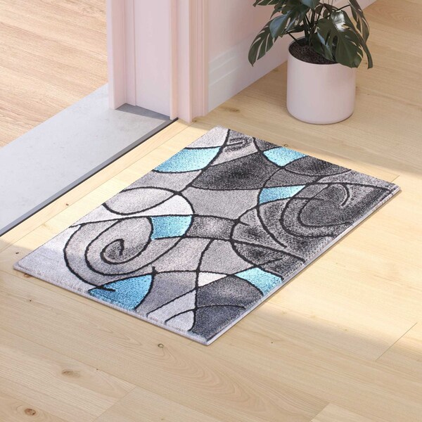 Flash Furniture Blue 2' x 3' Abstract Style Accent Rug - ACD-RGTRZ860-23-BL-GG
