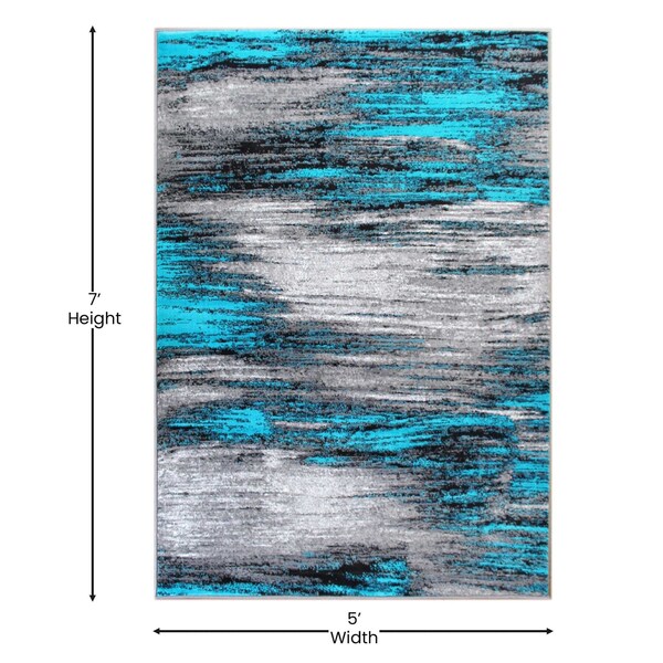 Flash Furniture Turquoise 5x7 Abstract Area Rug - ACD-RGTRZ863-57-TQ-GG