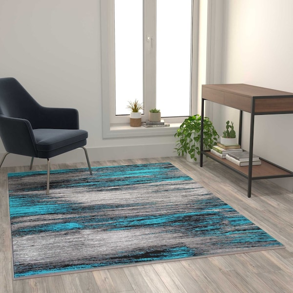 Flash Furniture Turquoise 5x7 Abstract Area Rug - ACD-RGTRZ863-57-TQ-GG