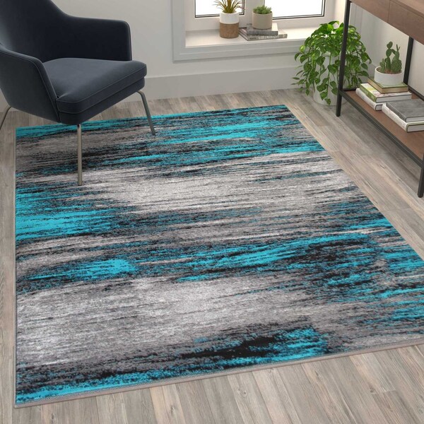 Flash Furniture Turquoise 5x7 Abstract Area Rug - ACD-RGTRZ863-57-TQ-GG