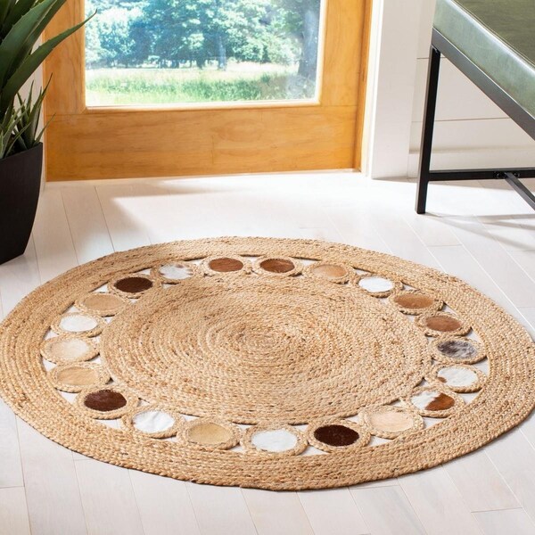 Safavieh 4 x 4 ft. Natural Fiber Round Area RugBeige & Brown - NF370T-4R