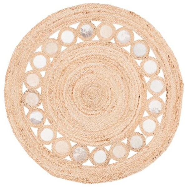 Safavieh 5 x 5 ft. Natural Fiber Round Area RugBeige & Grey - NF370F-5R
