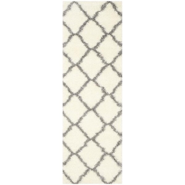 Safavieh Montreal Shag Power Loomed Runner Rug- Ivory - Grey- 2 ft. 3 in. x 7 ft. - SGM866B-27