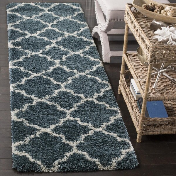 Safavieh 2 ft. 3 in. x 8 ft. Hudson Shag Power Loomed Runner RugSlate Blue & Ivory - SGH282L-28