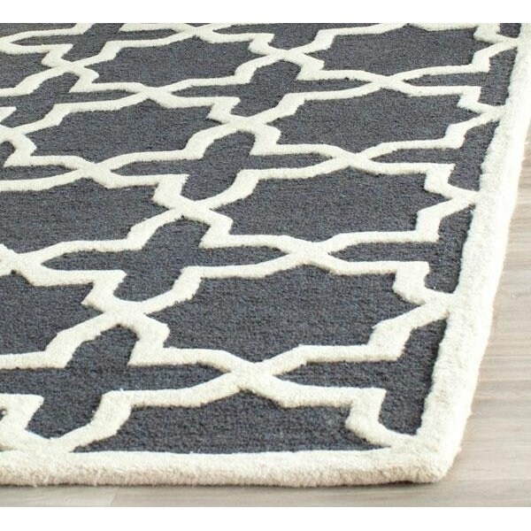 Safavieh Cambridge Hand Tufted Runner Rug- Dark Grey - Ivory- 2 ft. 6 in. x 10 ft. - CAM125X-210